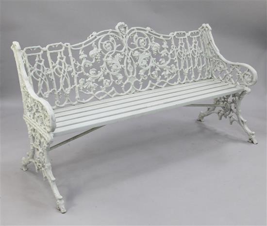 A Victorian white painted cast iron bench, W.5ft 2.5in.